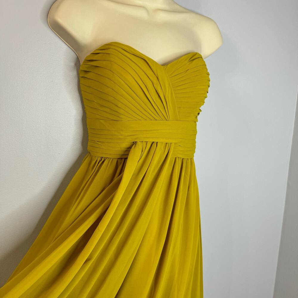 Bari Jay Bella Chiffon Sweetheart Bust Bridesmaid Maxi Dress Mustard - Picture 3 of 12